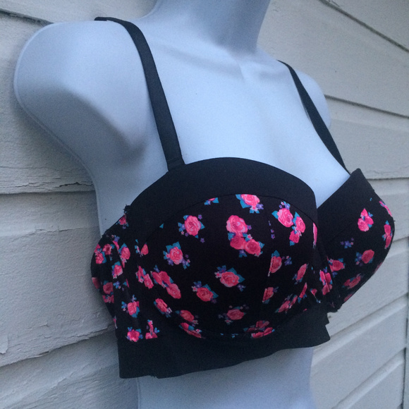 XOXO Other - XOXO 38C Black & Pink Padded Underwire Push-Up Bra